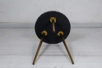 Handmade Bone Inlay Floral Pattern White and Black with Brass Legs Side table Bedside Table - Bone Inlay Furnitures