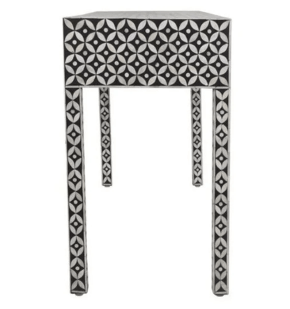 Handmade Bone Inlay Geometric Console Table Black Color console table - Bone Inlay Furnitures