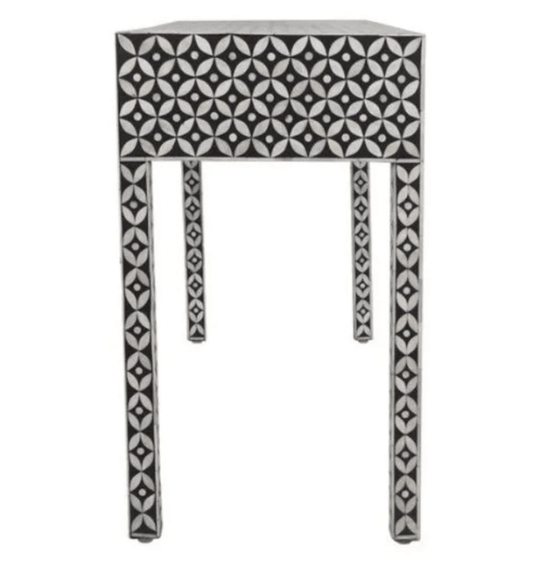 Handmade Bone Inlay Geometric Console Table Black Color console table - Bone Inlay Furnitures