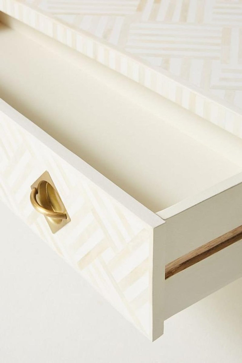 Handmade Black Bone Inlay Optical Coffee Table with Storage Drawer