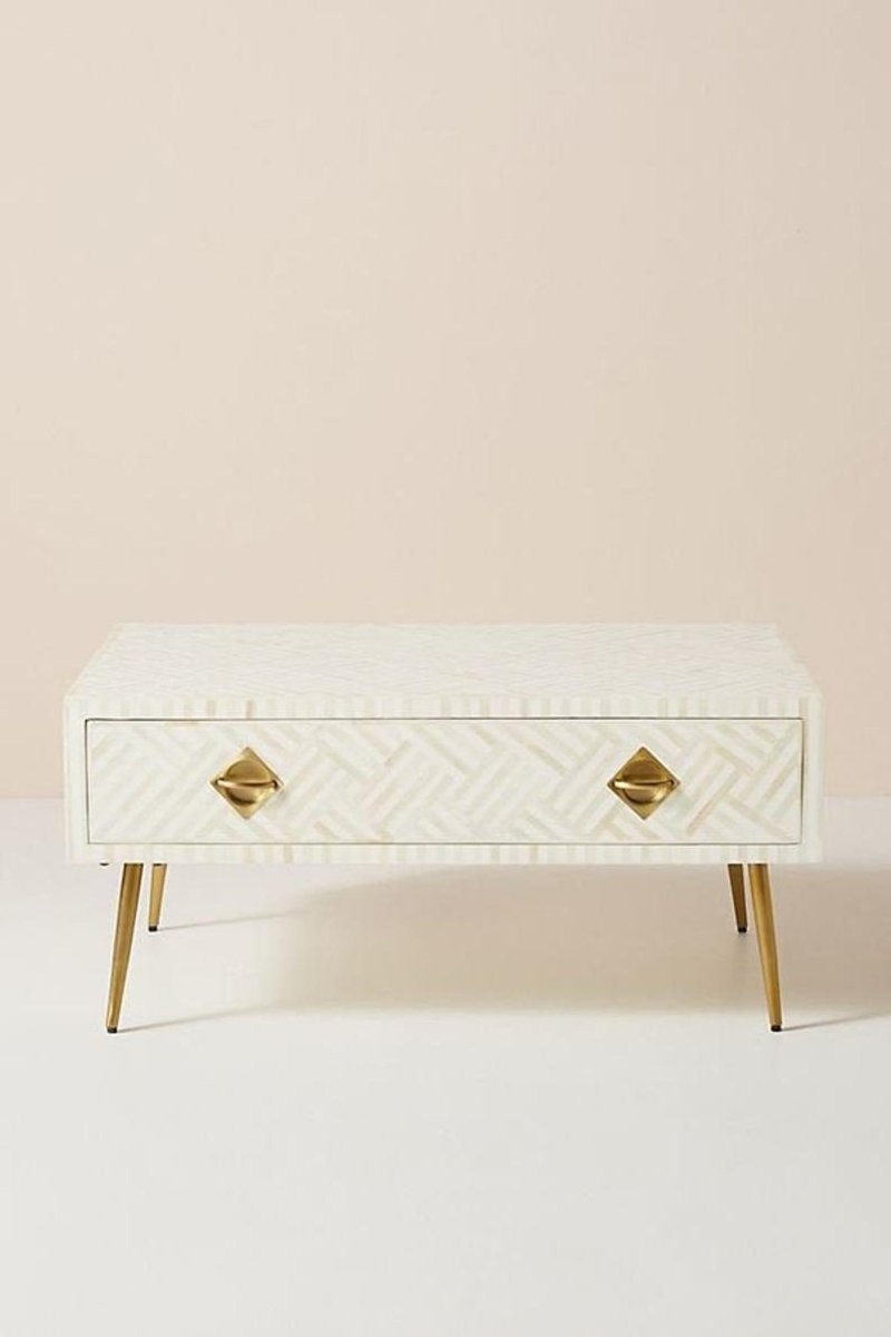 White Optical Rectangle Coffee Table