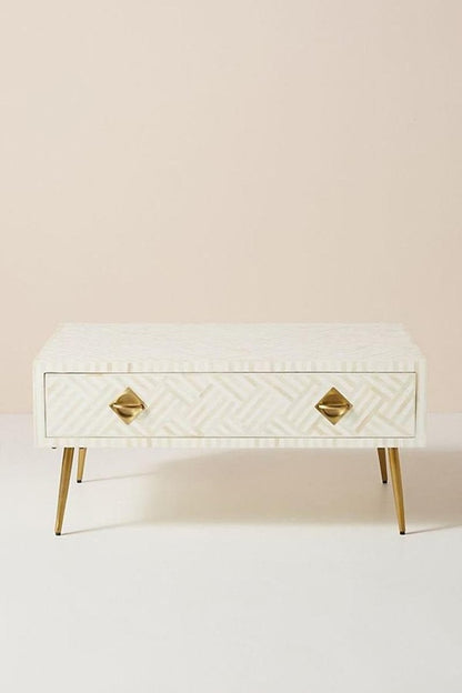 White Optical Rectangle Coffee Table