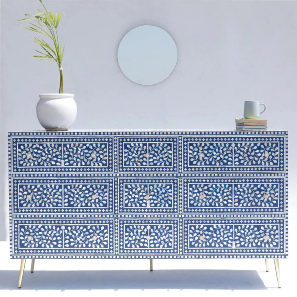 blue 9 drawer dresser SOLD - Vintage Bassett 9 Drawer Oak Dresser in Rustic Blue