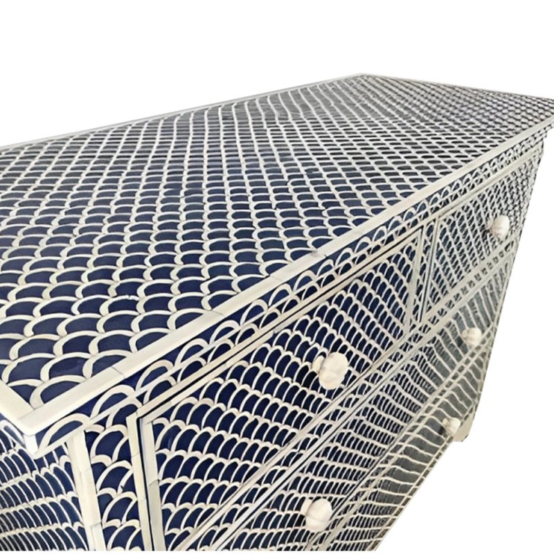 Handmade Bone Inlay Terracotta Fish Scale Design Chest of Drawers Chest of Drawers - Bone Inlay Furnitures