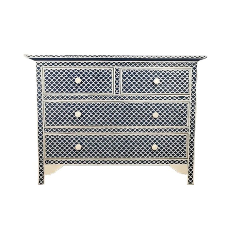 Handmade Bone Inlay Terracotta Fish Scale Design Chest of Drawers Chest of Drawers - Bone Inlay Furnitures
