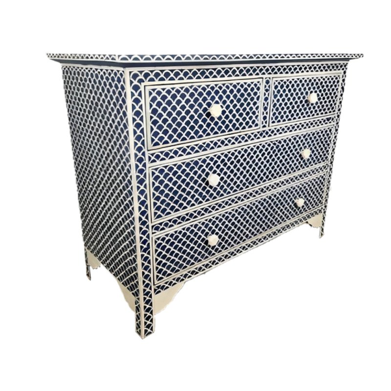 Handmade Bone Inlay Terracotta Fish Scale Design Chest of Drawers Chest of Drawers - Bone Inlay Furnitures