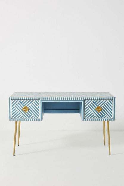 Handmade Optical Bone Inlay Work Desk | Home Office Laptop Desk