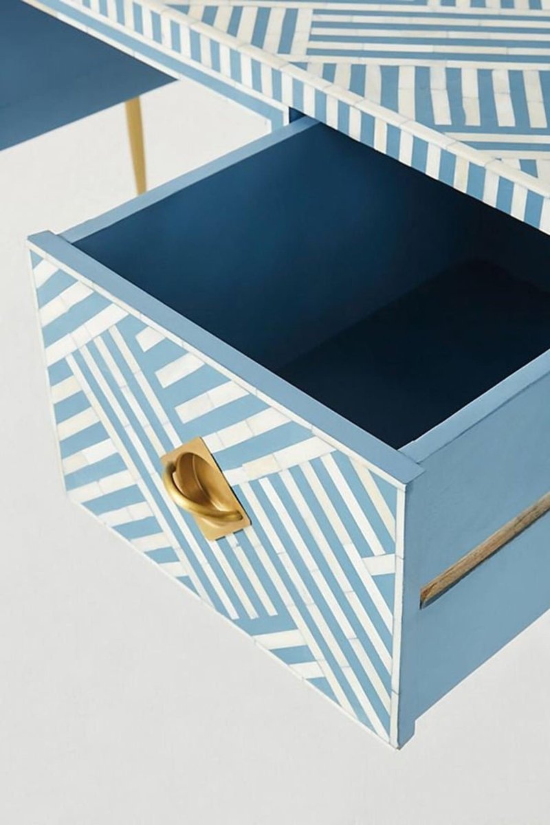 Handmade Optical Bone Inlay Work Desk | Home Office Laptop Desk