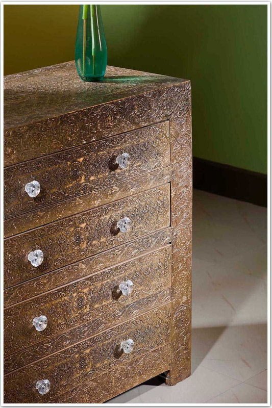 Handmade Brass Embossed Metal Dresser Handmade Brass Embossed Metal Dresser