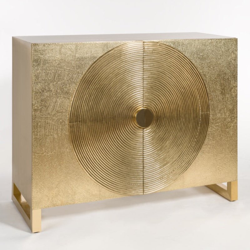 Handmade Brass Golden Metal Cabinet with Two Door Cabinet - Bone Inlay Furnitures