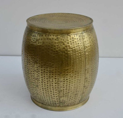 Handmade Brass Look Hammered Side Table | Metal End Brass Entryway Table Bedside Table - Bone Inlay Furnitures