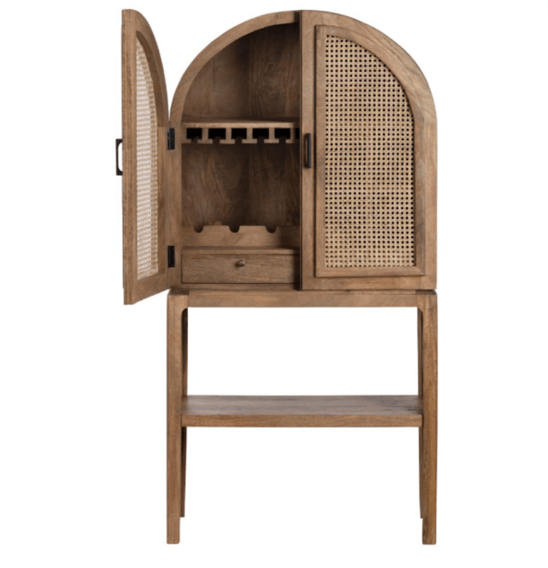 Handmade Cane Designer Bar Cabinet with Two Door Bar Cabinet - Bone Inlay Furnitures