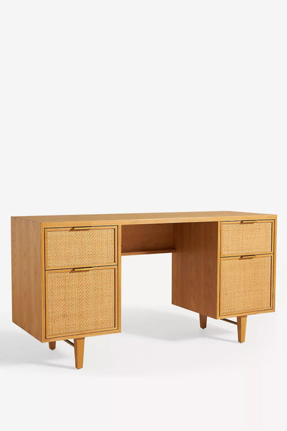 Handmade Cane Desk Table | Laptop Table | Indian Furniture workdesk - Bone Inlay Furnitures