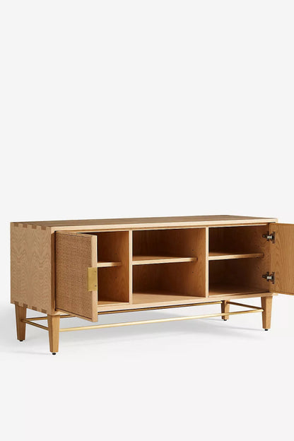 Handmade Cane Media Console in Natural Color | Wallace Cane Media Console Media Console - Bone Inlay Furnitures