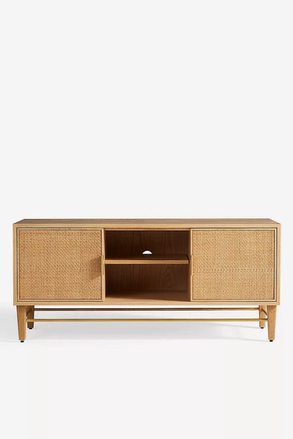 Handmade Cane Media Console in Natural Color | Wallace Cane Media Console Media Console - Bone Inlay Furnitures