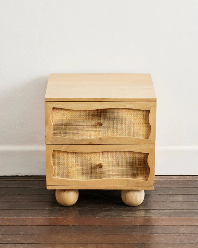Handmade Cane Nightstand with Two Drawer Nightstand - Bone Inlay Furnitures