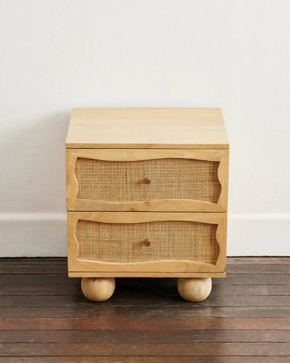 Handmade Cane Nightstand with Two Drawer Nightstand - Bone Inlay Furnitures