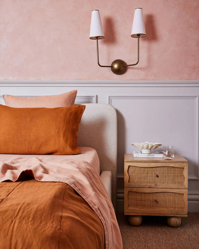 Handmade Cane Nightstand with Two Drawer Nightstand - Bone Inlay Furnitures