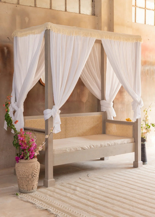Handmade Canopy Cane Day Bed Daybed - Bone Inlay Furnitures