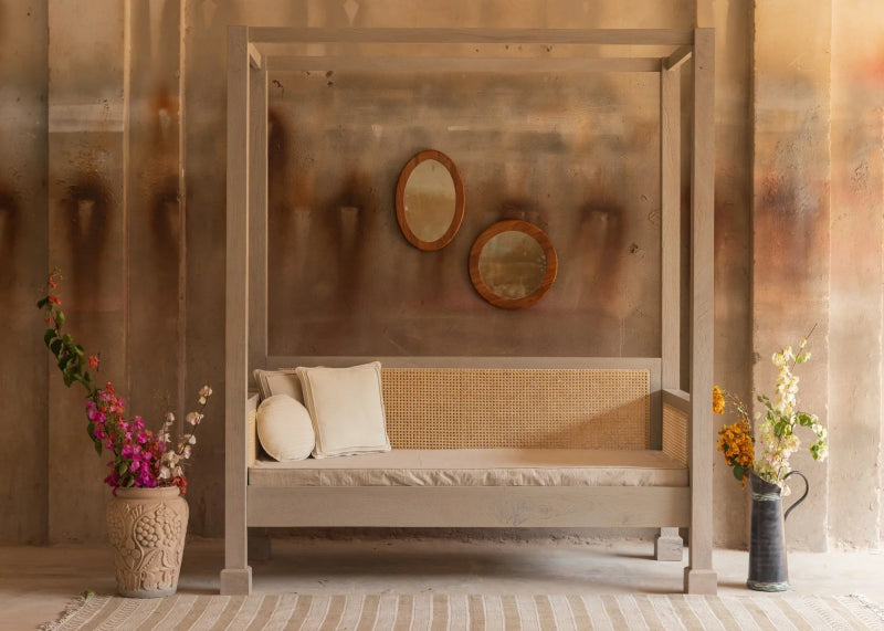 Handmade Canopy Cane Day Bed Daybed - Bone Inlay Furnitures