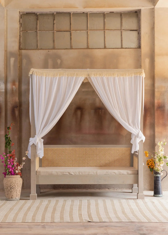 Handmade Canopy Cane Day Bed Daybed - Bone Inlay Furnitures