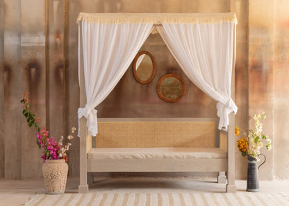 Handmade Canopy Cane Day Bed Daybed - Bone Inlay Furnitures