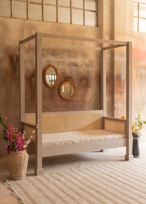 Handmade Canopy Cane Day Bed Daybed - Bone Inlay Furnitures