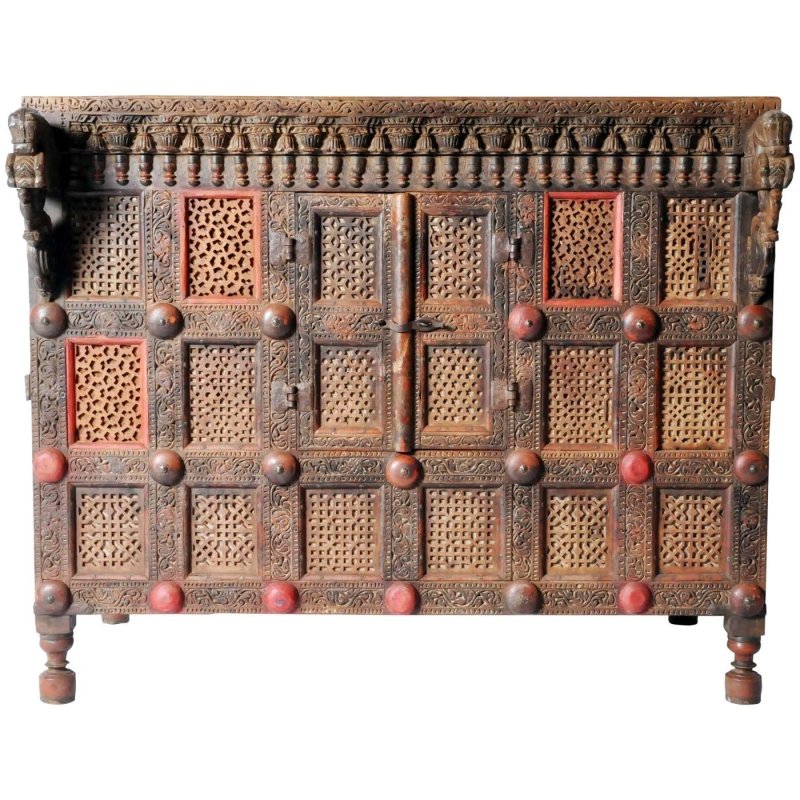Handmade Carved Indian Damchiya Sideboard Solid Wood Chest Buffet & Sideboard - Bone Inlay Furnitures