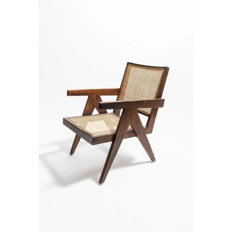 Handmade Designer A - Shaped Pierre Jeanneret 1955 Cane Office Chair Chair - Bone Inlay Furnitures