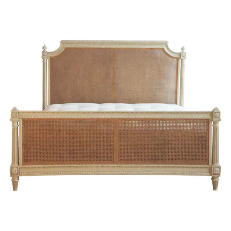 Handmade Designer Beautiful Cane Bed with Headboard Bed - Bone Inlay Furnitures