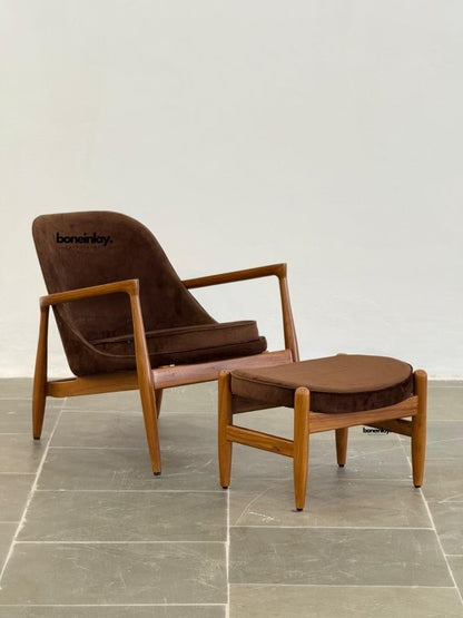 Handmade Designer Inspired by Ib Kofod Larsen Wooden Armchair and Ottoman Armchair and Ottoman - Bone Inlay Furnitures