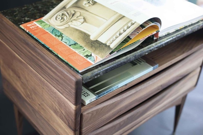 Handmade Designer Solid Wooden Nightstand with two drawers and One Shelf Nightstand - Bone Inlay Furnitures