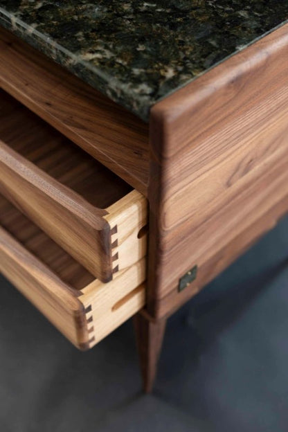 Handmade Designer Solid Wooden Nightstand with two drawers and One Shelf Nightstand - Bone Inlay Furnitures