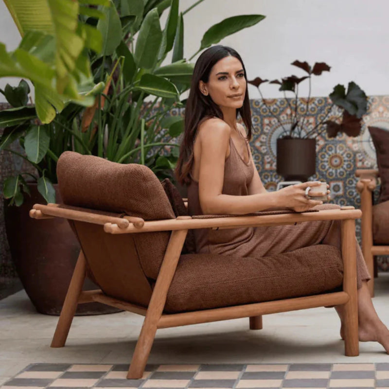 Handmade Designer Wooden Lounge Outdoor Chair Outdoor Lounge Chair - Bone Inlay Furnitures