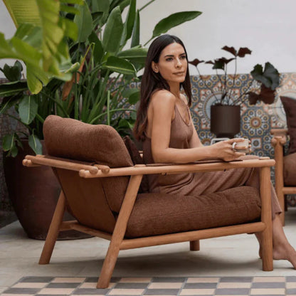 Handmade Designer Wooden Lounge Outdoor Chair Outdoor Lounge Chair - Bone Inlay Furnitures