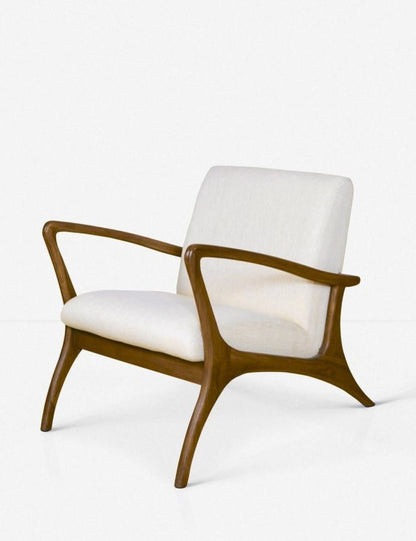 Handmade Designer Wooden Polished Indoor and Outdoor Chair with White Fabric Chair - Bone Inlay Furnitures
