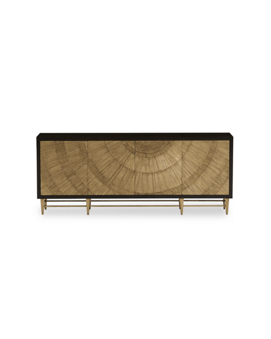 Handmade Embossed Metal Four Door Golden Brown Storage Credenza Credenza - Bone Inlay Furnitures