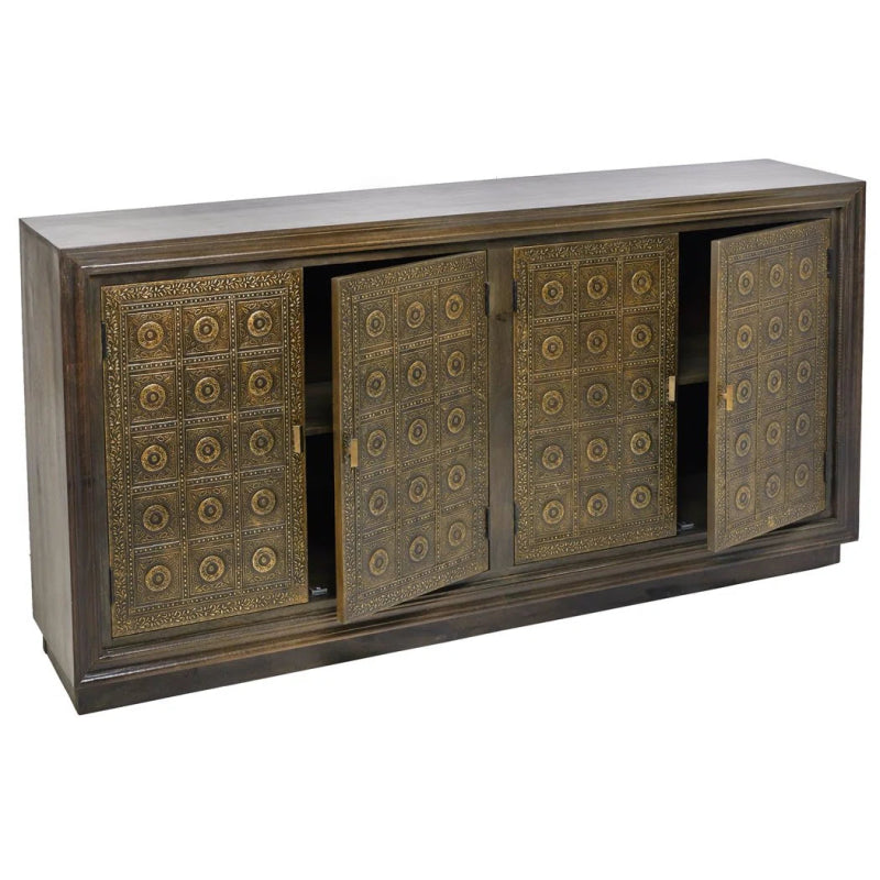 Handmade Embossed Metal Natural Sideboard Buffet Table Buffet & Sideboard - Bone Inlay Furnitures