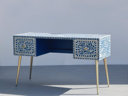 Handmade Exclusive Bone Inlay Work Desk Console Table in Blue Color work desk - Bone Inlay Furnitures