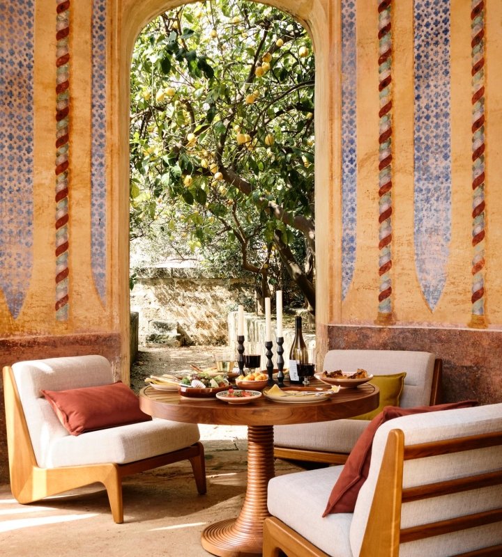 Handmade Fletcher Armless Lounge Chair | Vintage - inspired Wooden Chair Chair - Bone Inlay Furnitures