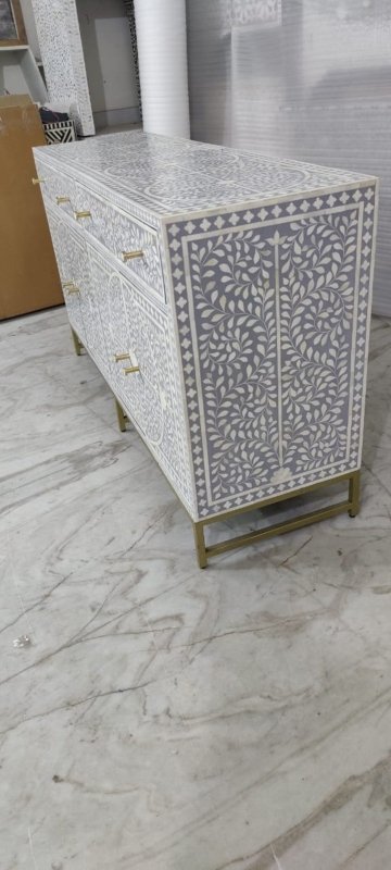 Handmade Four - Door Scroll Vine Bone Inlay Sideboard Buffet & Sideboard - Bone Inlay Furnitures