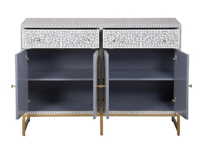 Handmade Four - Door Scroll Vine Bone Inlay Sideboard Buffet & Sideboard - Bone Inlay Furnitures