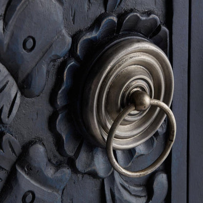 Handmade Hand Carved Indian Traditional Fish Nairi Design Armoire Closet Armoire - Bone Inlay Furnitures