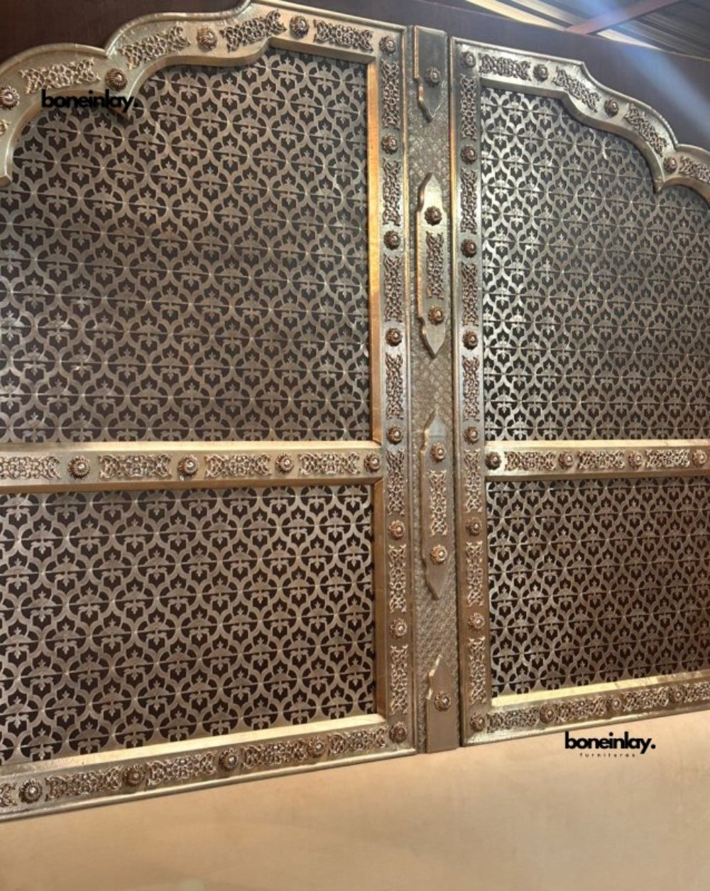 Handmade Indian Palace Style White silver Metal Big Headboard Headboard 