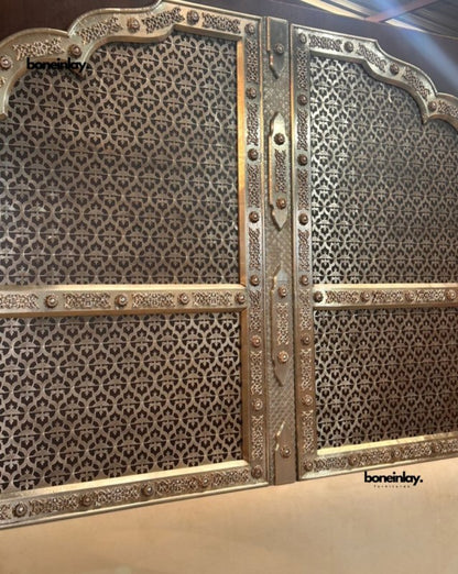 Handmade Indian Palace Style White silver Metal Big Headboard Headboard 
