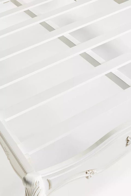 Handmade Luxury White Solid Wood Carved Menara Platform Bed Bed - Bone Inlay Furnitures