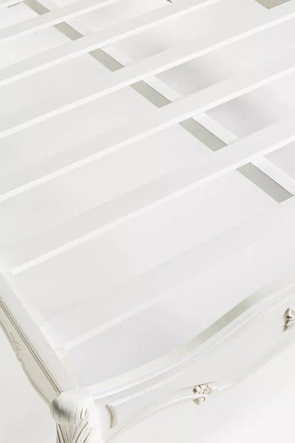 Handmade Luxury White Solid Wood Carved Menara Platform Bed Bed - Bone Inlay Furnitures