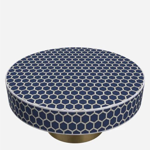 Handmade Navy-Blue Bone Inlay Coffee Table Coffee Table - Bone Inlay Furnitures