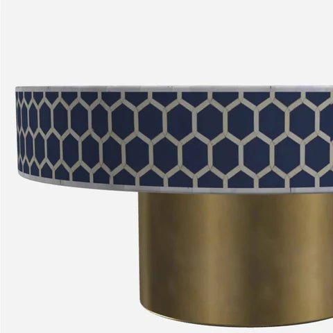 Handmade Navy-Blue Bone Inlay Coffee Table Coffee Table - Bone Inlay Furnitures