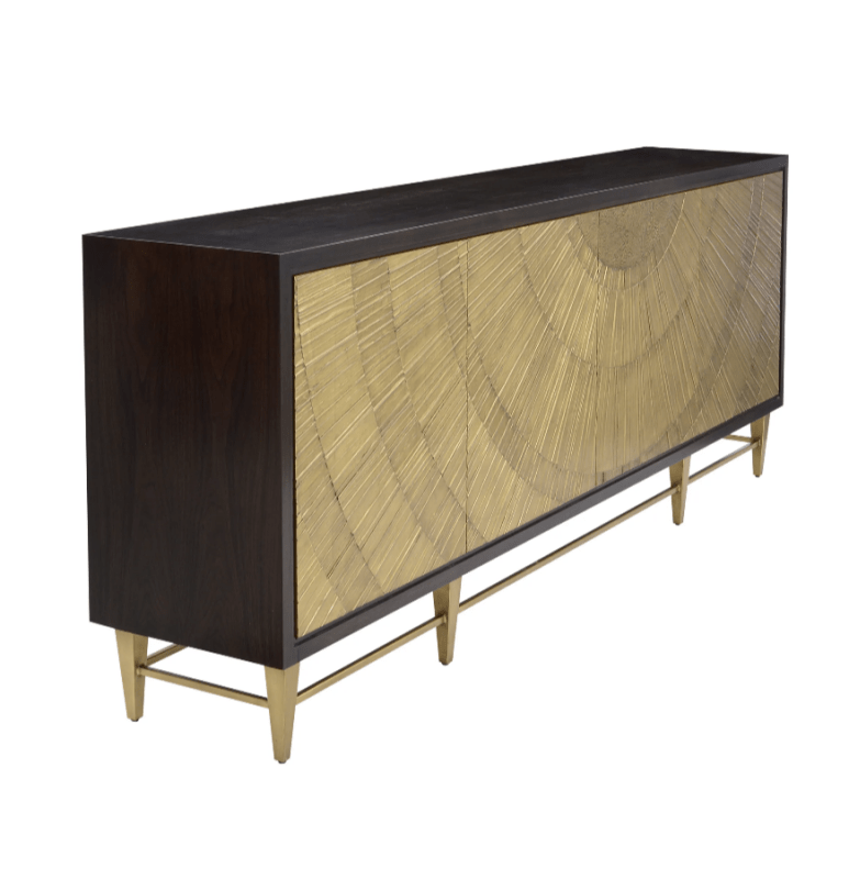 Handmade Radiate Design Four Door Gold Coast Finish Storage Credenza Credenza - Bone Inlay Furnitures